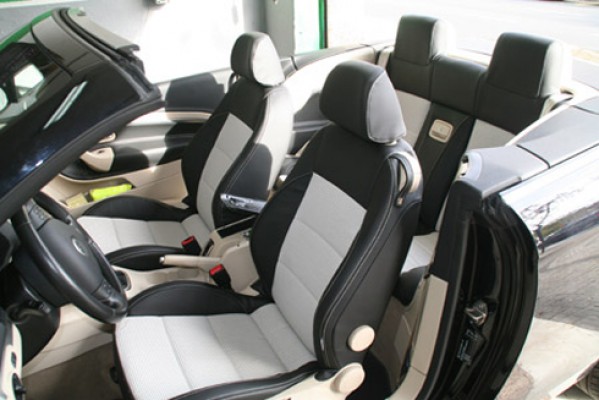 Tapicería combinada textil y piel